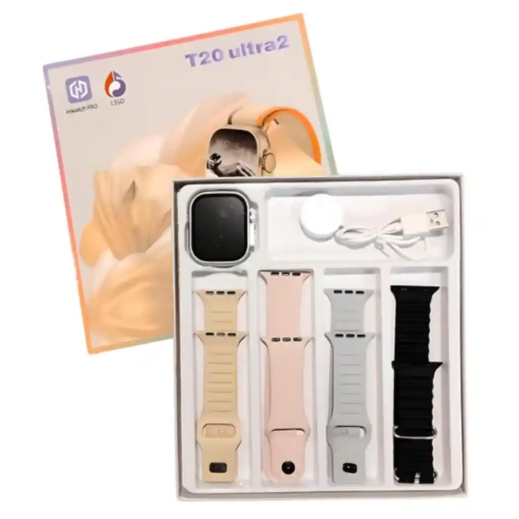 Smartwatch T20 Ultra 2 Reloj Inteligente + 4 Mallas Intercambiables